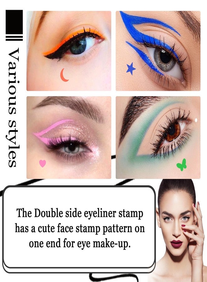 XMXueMei Double Side Liquid Winged Eyeliner Stamp,Smudge Proof Waterproof Eye Liner Pen Set,Long-Lasting Eye Liner Face Makeup,Star Flowers Hearts Triangle Black Eyeliner Stamp Pencil（4PCS） - Image 5