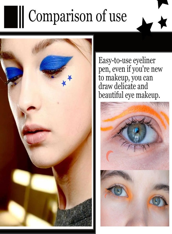 XMXueMei Double Side Liquid Winged Eyeliner Stamp,Smudge Proof Waterproof Eye Liner Pen Set,Long-Lasting Eye Liner Face Makeup,Star Flowers Hearts Triangle Black Eyeliner Stamp Pencil（4PCS） - Image 4