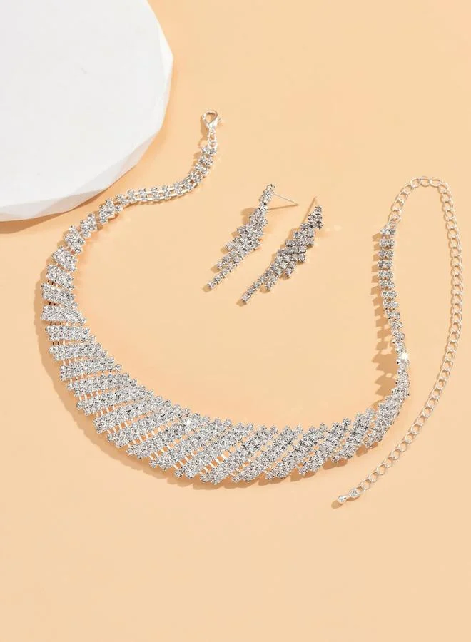 Take Two 2-Piece Rhinestone Embellished Necklace and Earrings Jewelry Set