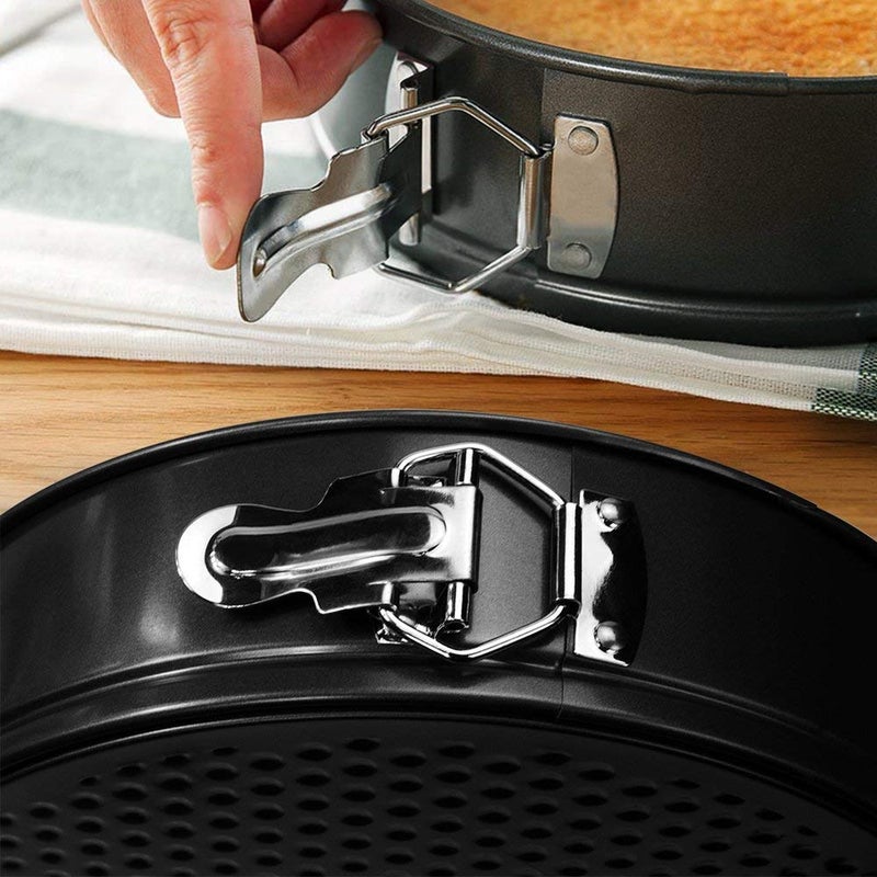Plenteous Carbon Steel Coated Tin Cake Mould Mold Pan Heart Round Square 3Pieces Black - Image 4