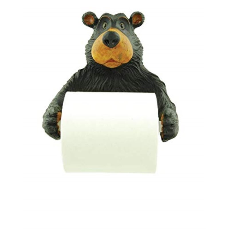 WD WD Willie Black Bear Holding Roll of Toilet Tissue Wall Mounted Toilet Paper Holder Rack 7.5""