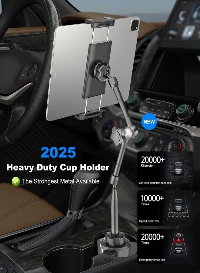 Kolasels Heavy Duty Metal Cup Holder Tablet Car Mount, One-Touch Adjustment Magic Arm Cup Holder Tablet Mount for Cars, SUVs, Trucks, Compatible with iPad Pro Air Mini, iPhone, Z Fold, 4-13" Devices - Image 2