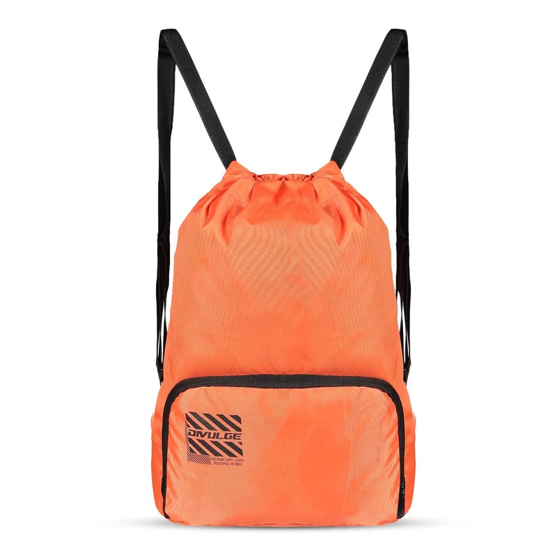 DIVULGE حقيبة دDrawstring بوليستر سعة 18 لتر، حقيبة يومية، حقيبة رياضية، حقيبة ظهر مع جيب بسحاب - Image 1
