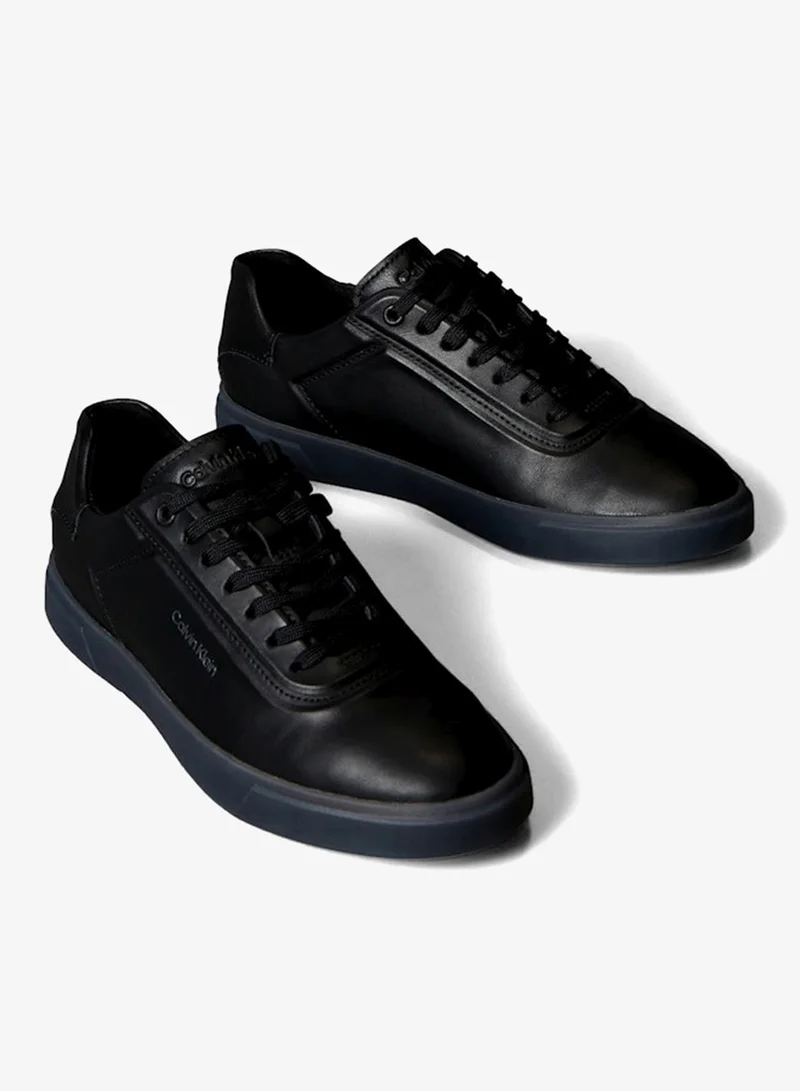 Calvin Klein Triple Black Brooke - Leather Tonal Logo Trainers for Women | Best Price UAE