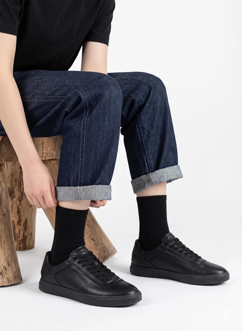 Calvin Klein Triple Black Brooke - Leather Tonal Logo Trainers for Women | Best Price UAE