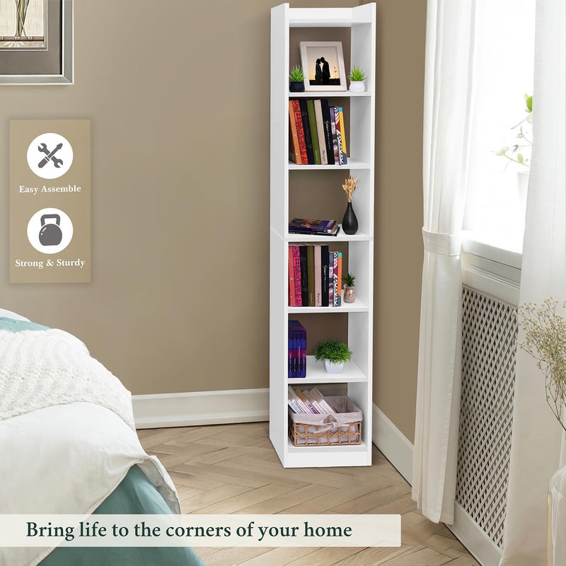 ABOUT SPACE 6Tier Book Shelf for Home Library 6ft with assembly, Cabinet for Storage, White Bookshelves for Living Room, Home Decor Display stand Book Rack for Office, Kitchen, Bedroom(L33xB24xH180cm) - Image 3