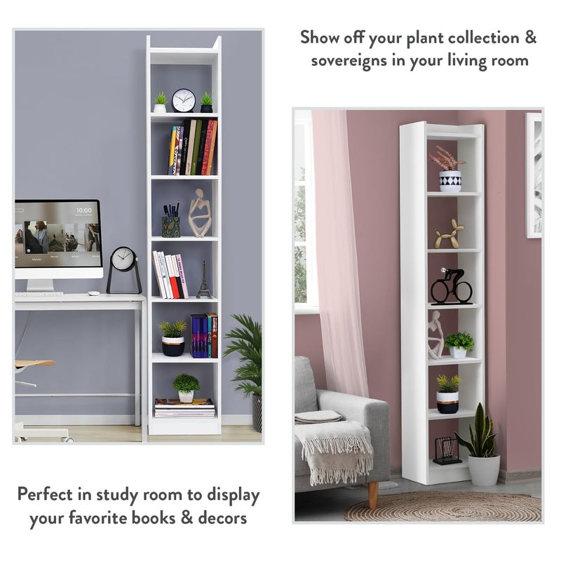 ABOUT SPACE 6Tier Book Shelf for Home Library 6ft with assembly, Cabinet for Storage, White Bookshelves for Living Room, Home Decor Display stand Book Rack for Office, Kitchen, Bedroom(L33xB24xH180cm) - Image 5