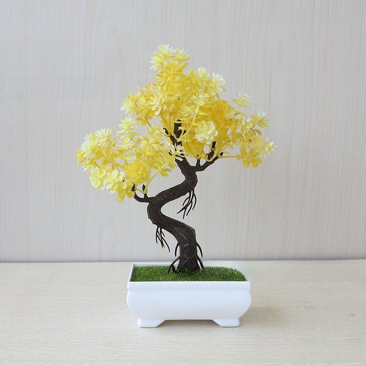 Generic Artificial Potted Plant Green Lush Decor Lucky Strike yellow 