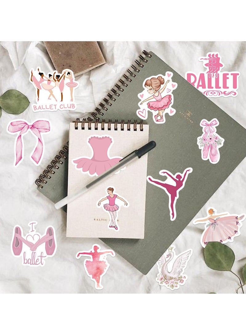 Pink Ballet Dance Aesthetic Stickers for Girls Cute Bow Ballet Dress Decals 50PCS Waterproof Vinyl Stickers for Water Bottles Laptop Scrapbook Ballerina Gifts Party Supplies  - Image 4
