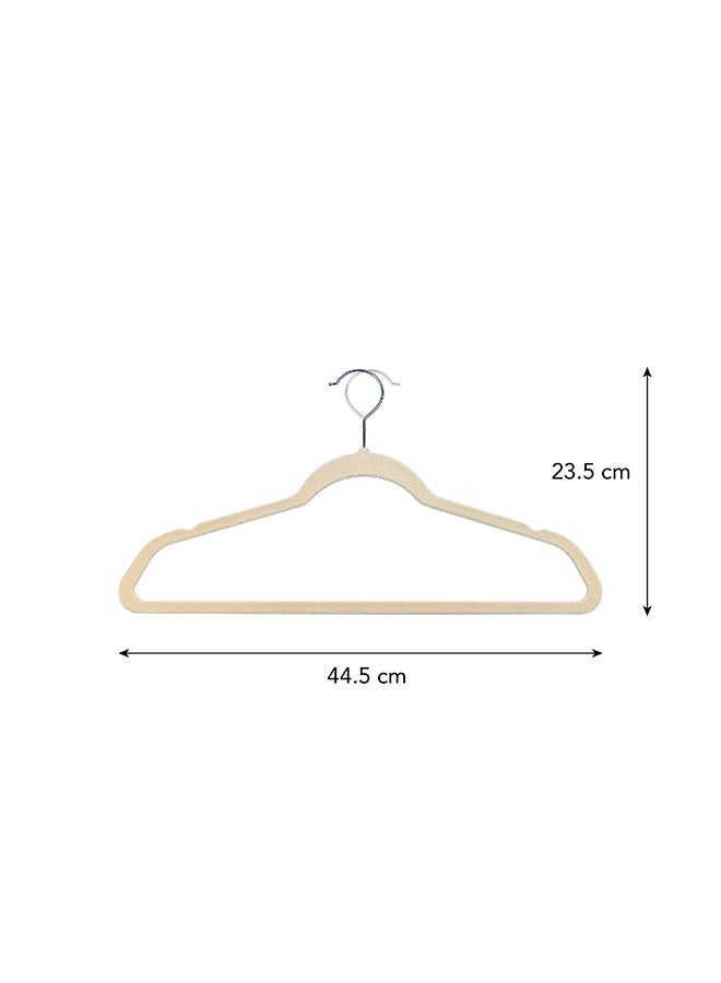 Noon East 20 Piece Non-Slip Ultra Slim Velvet Hanger, Set Made In Sturdy Material For Closet Organization in Light Beige, 44.5x23.5cm - Image 2