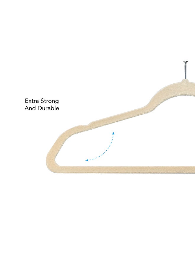 Noon East 20 Piece Non-Slip Ultra Slim Velvet Hanger, Set Made In Sturdy Material For Closet Organization in Light Beige, 44.5x23.5cm - Image 5