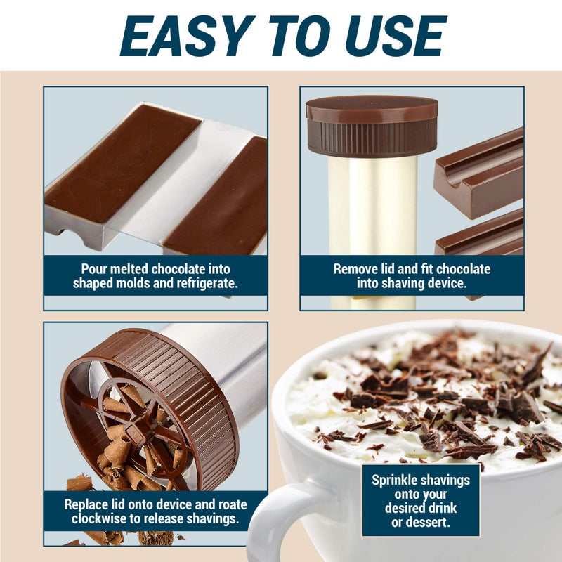 O'Creme - Chocolate Shaver - Rotary Hand Held Grater and Slicer Device to Make Professional Gourmet Quality Chocolate Shavings - Premium Baking Gadgets for Personal and Commercial Kitchen Use - Image 4