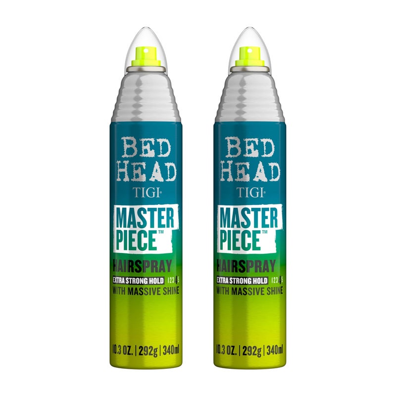 BED HEAD Bead Head by TIGI Masterpiece Shiny Hairspray with Strong Hold - For All Hair Types - Extra Strong Hold & Shiny Finish - Use on Dry Hair - Premium Hair Care Products for Women & Men - 2.0 oz (2 Pack) - Image 1