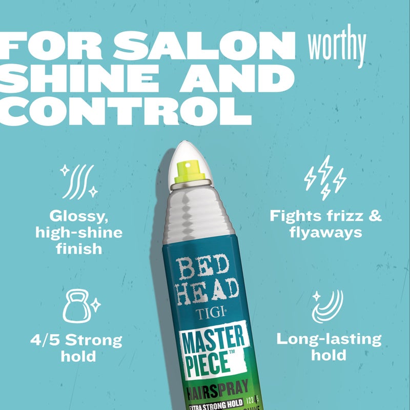 BED HEAD Bead Head by TIGI Masterpiece Shiny Hairspray with Strong Hold - For All Hair Types - Extra Strong Hold & Shiny Finish - Use on Dry Hair - Premium Hair Care Products for Women & Men - 2.0 oz (2 Pack) - Image 3