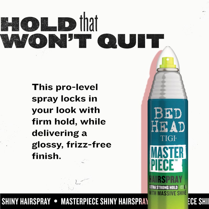 BED HEAD Bead Head by TIGI Masterpiece Shiny Hairspray with Strong Hold - For All Hair Types - Extra Strong Hold & Shiny Finish - Use on Dry Hair - Premium Hair Care Products for Women & Men - 2.0 oz (2 Pack) - Image 4