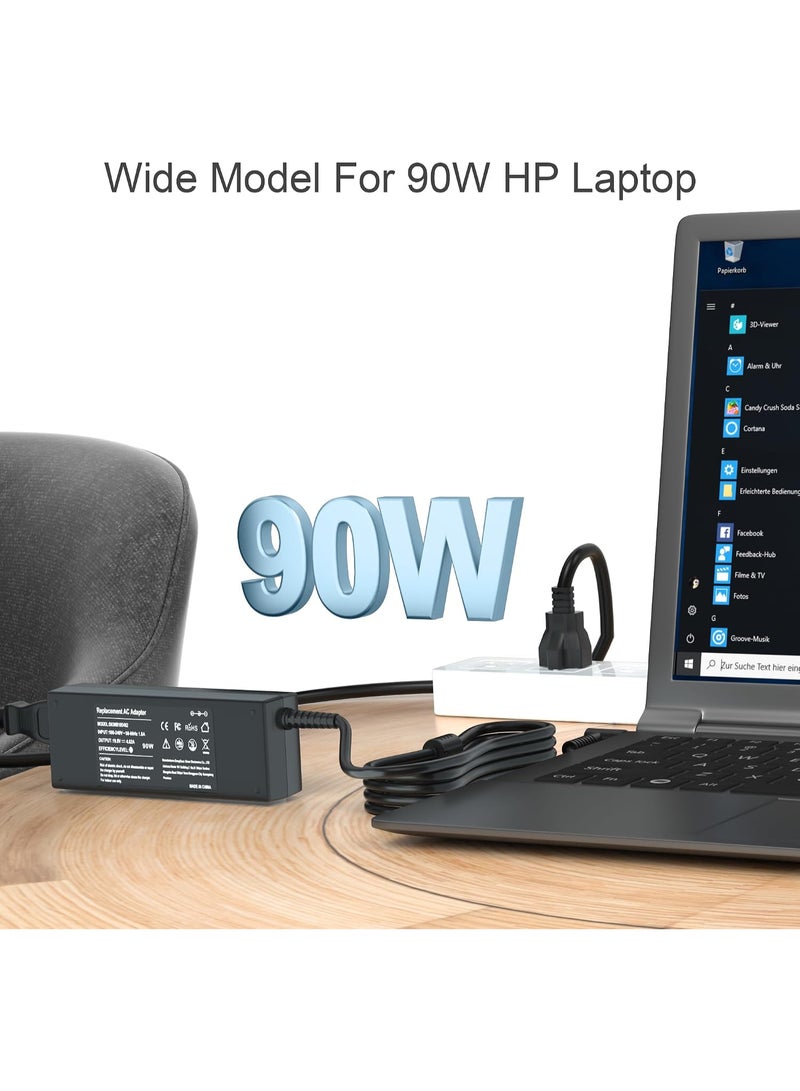 زيكسين شاحن ومحول طاقة للكمبيوتر المحمول (HP) بقدرة 90 واط (19.5 فولت، 4.62 أمبير) - متوافق مع الموديلات: 710412-001، 740015-001، 710413-001، 710414-001، 719309-001، 721092-001، 709986-003، وسلسلة Envy Touchsmart M6 M7 15-j 17-j وHP Pavilion 11 14 15 17. - Image 4