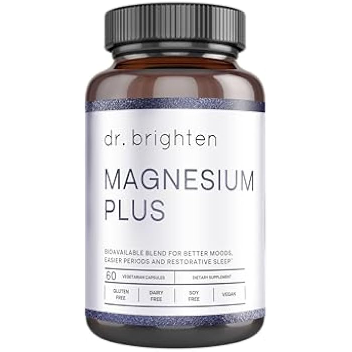 Dr. Brighten Magnesium Plus (as Magnesium Bi-glyncinate) - Beneficial in Maintaining a Healthy Mood, Sleep, Hormone Balance and Reducing Symptoms of PMS and Menstrual Cramps - Image 1