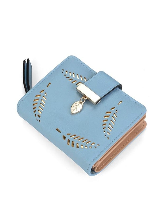 INOVERA (LABEL) Women's Rose Gold Vegan Leather Leaf Bi-fold Card Coin Holder Small Wallet  - Image 1