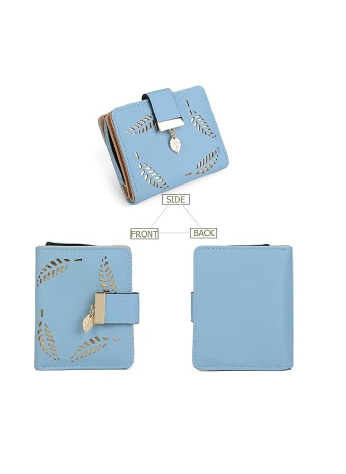 INOVERA (LABEL) Women's Rose Gold Vegan Leather Leaf Bi-fold Card Coin Holder Small Wallet  - Image 2