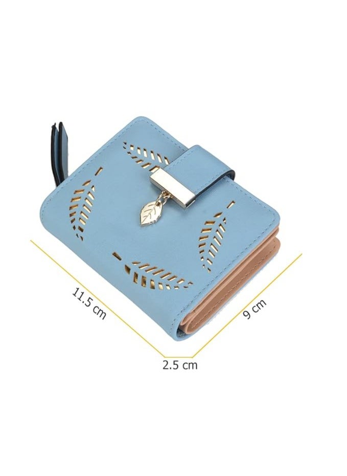 INOVERA (LABEL) Women's Rose Gold Vegan Leather Leaf Bi-fold Card Coin Holder Small Wallet  - Image 5