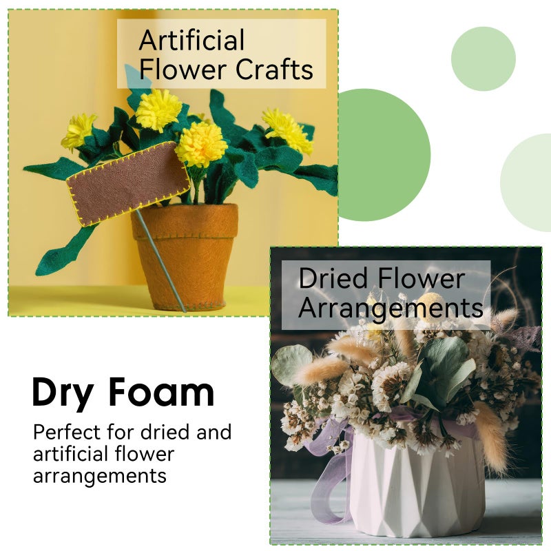 Mkobon 6 Pack Floral Foam Blocks, Green Plant Dry & Wet Flower Arrangement Foam, Styrofoam Block for Fresh and Artificial Flowers, Decor Supplies for Wedding, Home, Garden (5.5"L x 3.1"W x 1.6"H) - Image 5