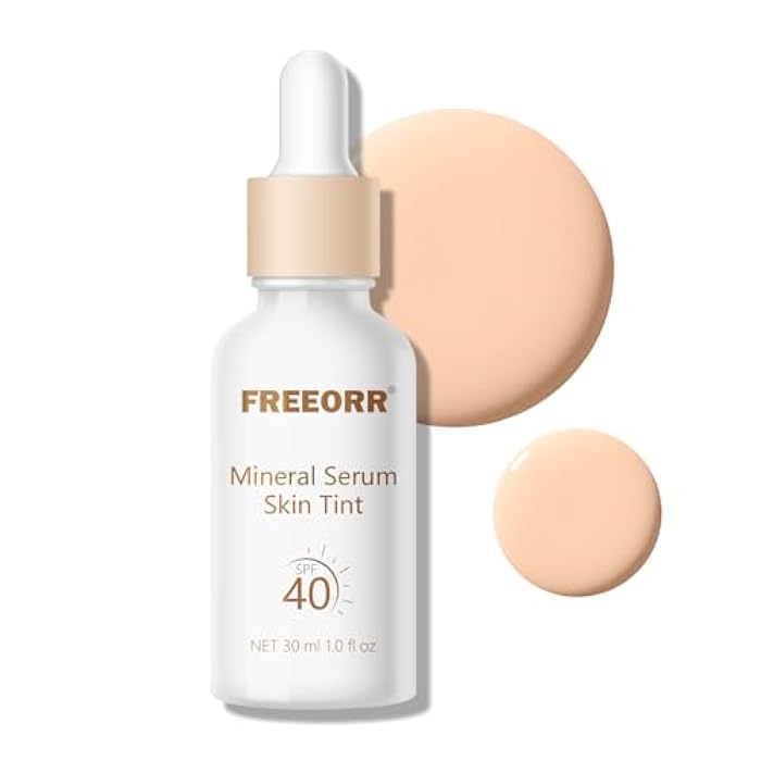 FREEORR Skin Tint with SPF 40,24HR Tinted Mineral Sunscreen Serum with Zinc Oxide,Multi-use Tinted SPF Serum Foundation,Long Lasting Full Coverage Buildable Foundation-Classic Ivory, 1 Fl Oz - Image 1