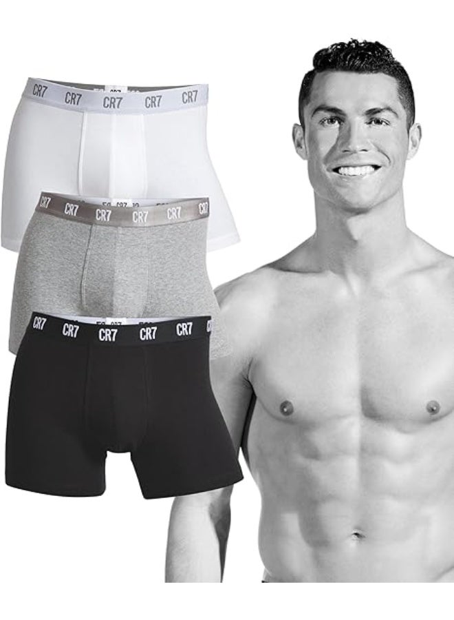 CR7 Men’s Basics Trunks 3-Pack – Premium Cotton Stretch Underwear (Multicolour) - Image 1