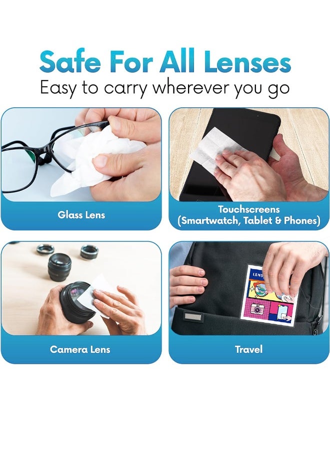 GECLL 100 Pack Lens Wipes for Eyeglasses Pre-Moistened, Individually Wrapped Streak-Free Cleaning for EyeGlasses、Laptop Screens & Camera Lens, Glasses Cleaning Wipe Bulk, Sunglasses & Phone Wipe  - Image 2
