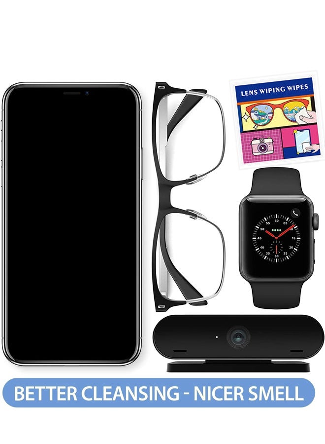 أمنية عظيمة عبوة من 100 منديل لتنظيف عدسات النظارات، مبللة مسبقًا ومغلفة بشكل فردي، لتنظيف النظارات وشاشات الكمبيوتر المحمول وعدسات الكاميرا، بالإضافة إلى مناديل تنظيف النظارات بكميات كبيرة، ومناديل تنظيف النظارات الشمسية والهواتف الذكية - Image 4