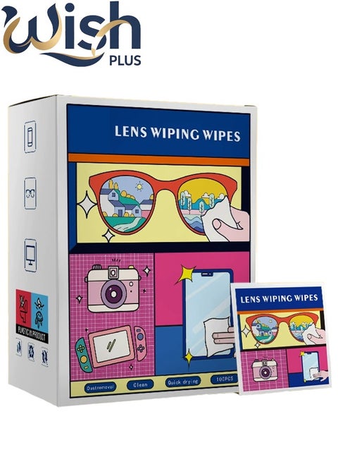 100 Pack Lens Wipes for Eyeglasses Pre-Moistened, Individually Wrapped Streak-Free Cleaning for EyeGlasses、Laptop Screens & Camera Lens, Glasses Cleaning Wipe Bulk, Sunglasses & Phone Wipe