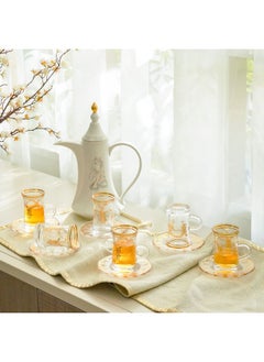 DANUBE HOME Jannat 12-Piece Istikan Set 110Ml Traditional Turkish Tea Glasses Serve 6 Elegant Design Perfect For Tea Parties Gift Set For Family And Friends  - Image 3