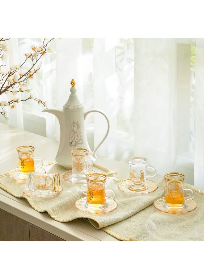 DANUBE HOME Jannat 12-Piece Istikan Set 110Ml Traditional Turkish Tea Glasses Serve 6 Elegant Design Perfect For Tea Parties Gift Set For Family And Friends  - Image 3