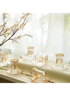 DANUBE HOME Jannat 12-Piece Istikan Set 110Ml Traditional Turkish Tea Glasses Serve 6 Elegant Design Perfect For Tea Parties Gift Set For Family And Friends  - Image 2