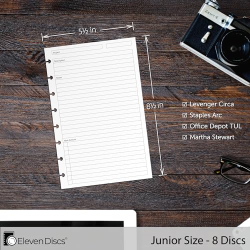 Eleven Discs Discbound Paper, Junior Size Project Planning Sheets - Premium 120gsm Heavyweight Notebook & Planner Refills - 8 Discs, 5.5 x 8.5 in - Punched for Circa, Arc, TUL (50 Sheets) - Image 4