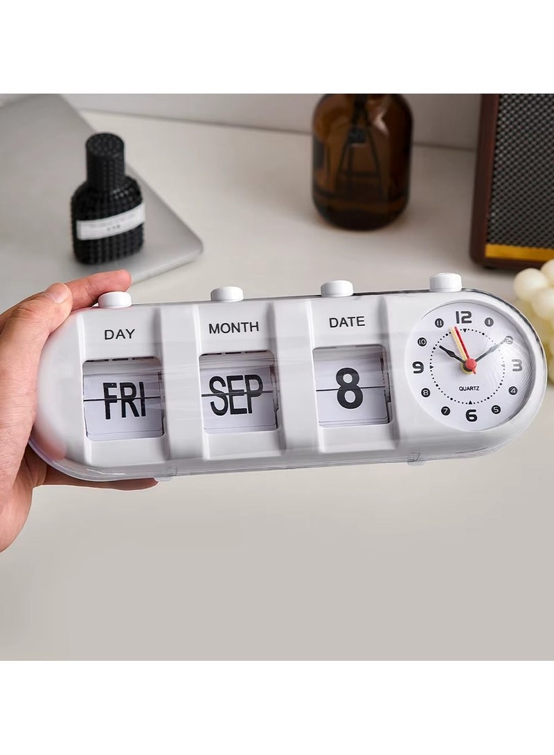 مووبزا ساعة تقويم فليب كلاسيكية مع منبه, أبيض - Image 2
