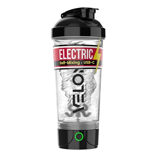 VELOMIX Electric Protein Shaker Bottle - 24 oz | USB-C Rechargeable | Leak Proof Shaker Cups for Protein Shakes | Portable Blender for Shakes and Smoothies (Electric-Transparent) - Image 1