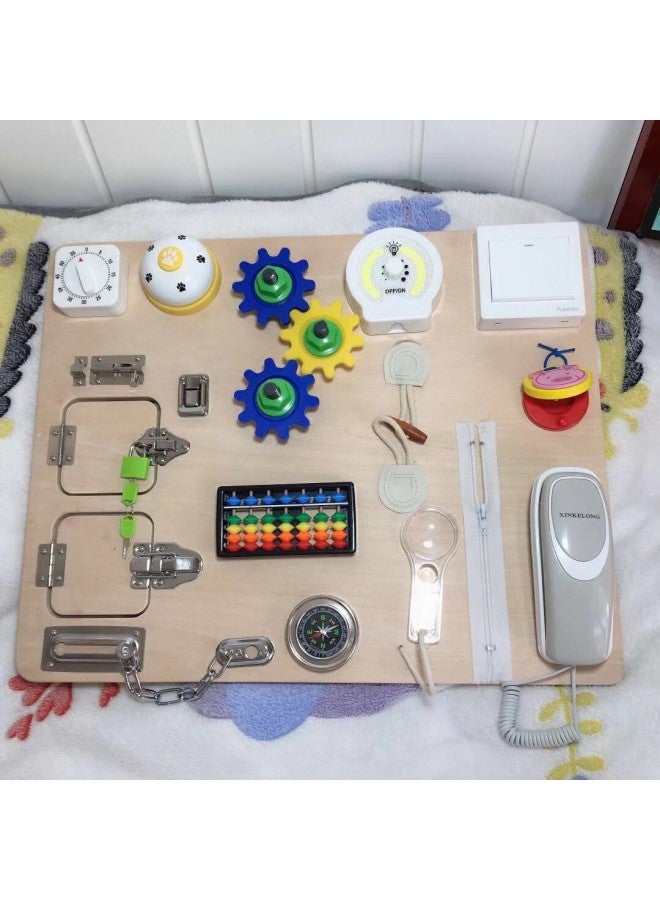 Children's Hexahedral Multifunctional Montessori Busy Board Early Childhood Indoor Fun Training Organization Unlock Educational Toys-Color:FH-Montessori Teaching Aid Abacus Busy Board  - Image 1