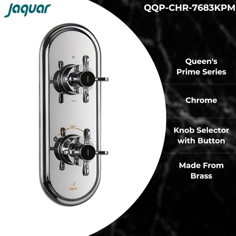 jaquar جاكوار كوينز برايم سلسلة تدفق عادي تركيب مخفي 3 طرق محول كروم QQPCHR7683KPM متوافق مع الجزء المثبت في الجدار ALD683 يباع بشكل منفصل مقبض مختار مثبت على الحائط بدون زر - Image 3