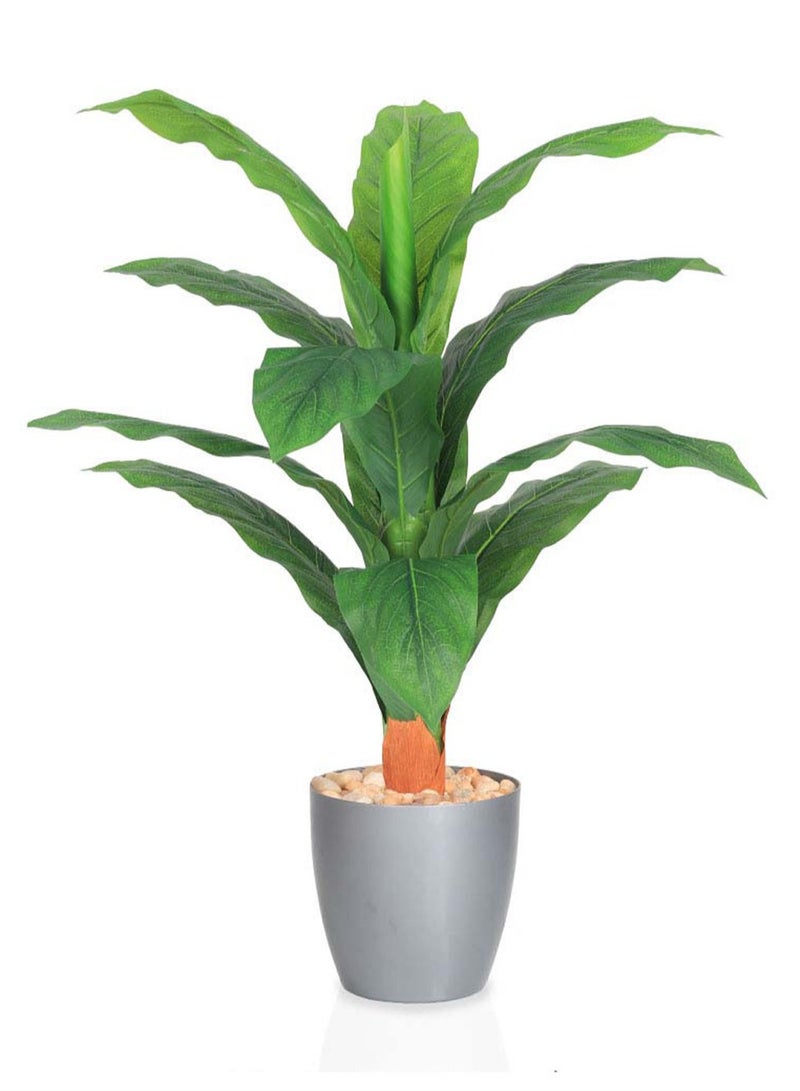 تالا شجرة صناعية خضراء بارتفاع 80 سم – تصميم واقعي يحاكي النباتات الطبيعية مع أصيص رمادي أنيق - Image 1