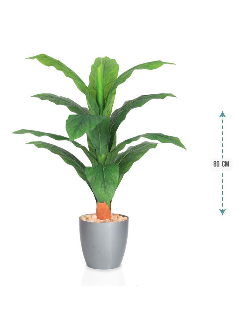 تالا شجرة صناعية خضراء بارتفاع 80 سم – تصميم واقعي يحاكي النباتات الطبيعية مع أصيص رمادي أنيق - Image 2