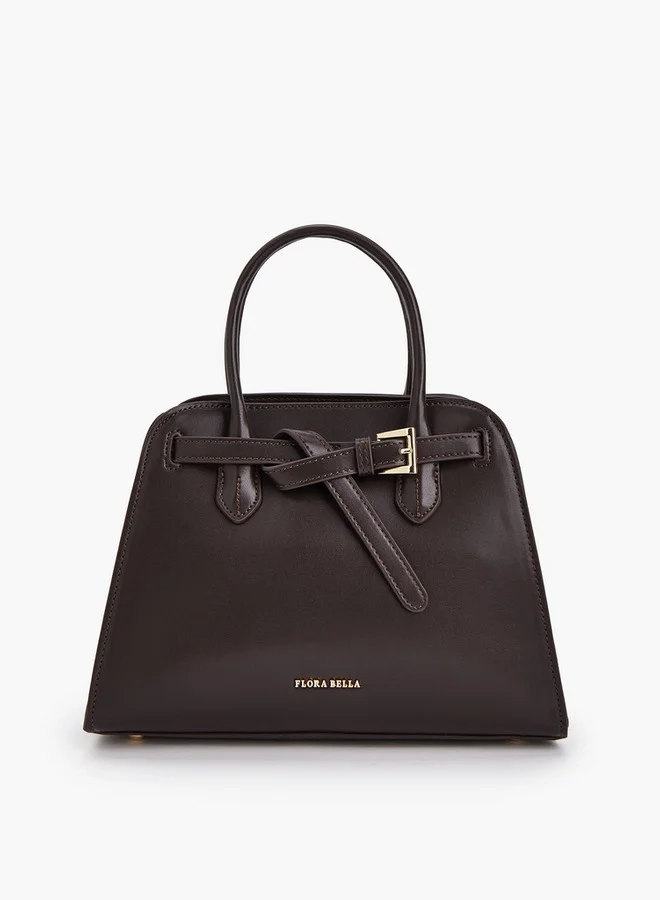 Flora Bella By Shoexpress Solid Tote Bag with Detachable Strap and Zip Closure