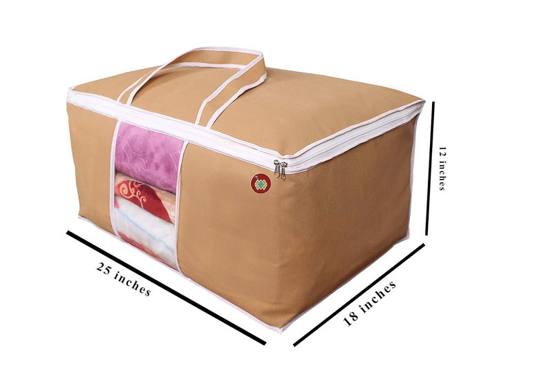 ABBASI Non Woven Pieces Underbed Storage Bag Storage Organizer Blanket Cover pack of 7 Biscuit - Image 4