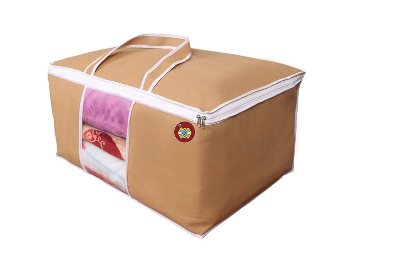 ABBASI Non Woven Pieces Underbed Storage Bag Storage Organizer Blanket Cover pack of 7 Biscuit - Image 3
