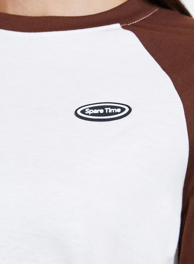 Styli Color Block Raglan Sleeve Long Sleeve T-Shirt