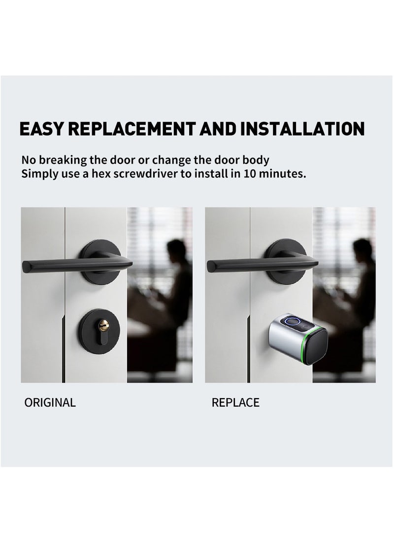 S1 Tuya BLE Smart Electronic Door Lock with DIY Cylinder Core Fingerprint APP Keys IC Card Unlock for Home Hotel (White)  - Image 4