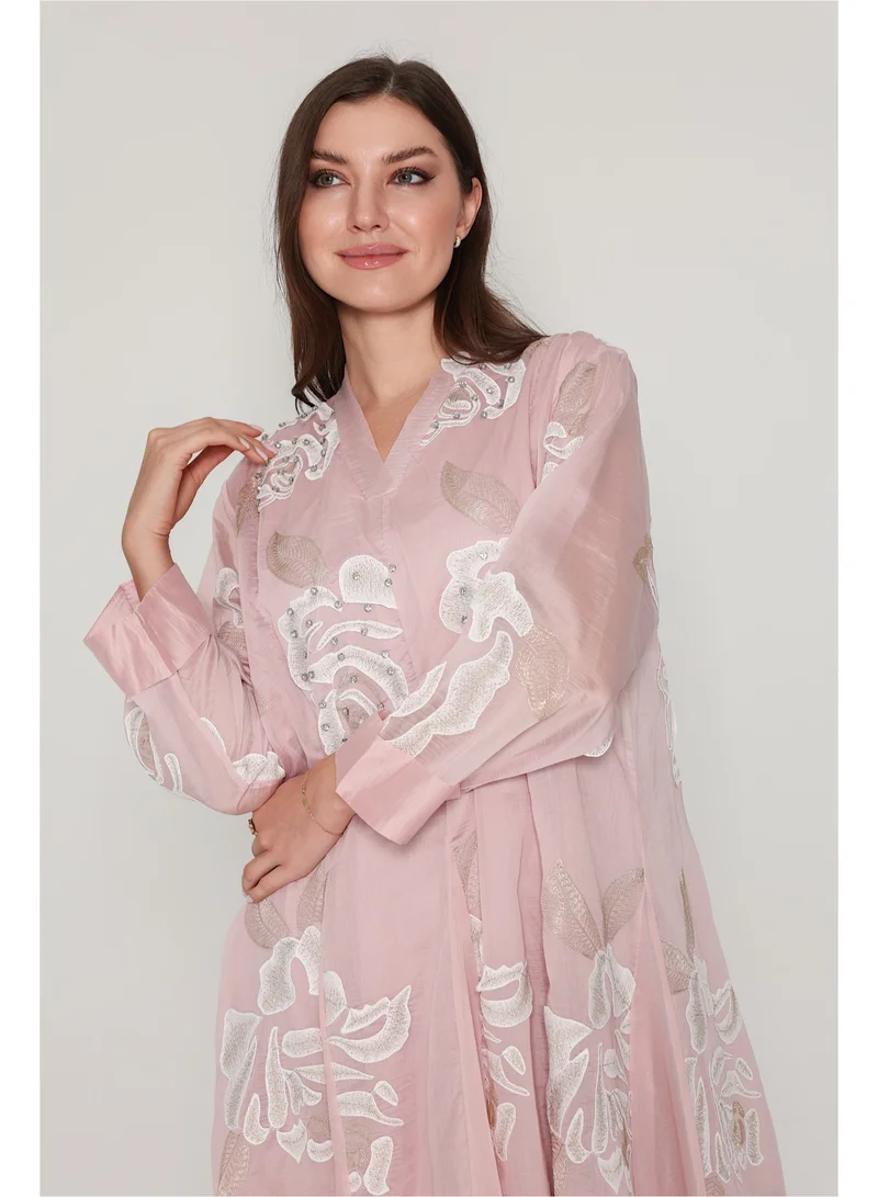 IKKXA Flowy Flower Pattern Dress IK06 Peach