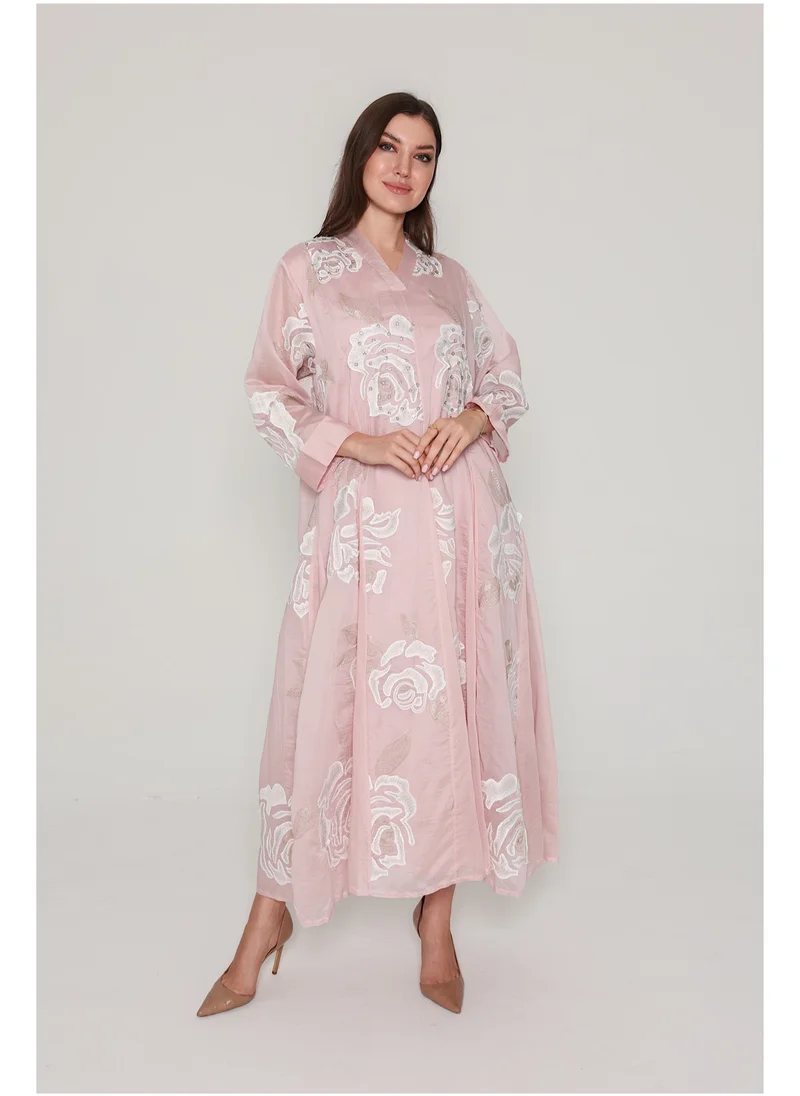IKKXA Flowy Flower Pattern Dress IK06 Peach