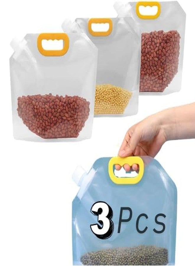 Kevim Grain Moisture Proof Sealed Bag – 3-Pack Reusable Transparent Grain Storage Bags with Tunnel & Cover | Stand-Up Food Storage Pouches with Portable Handle | Airtight, Leak-Proof, BPA-Free 3 PCS - Image 1