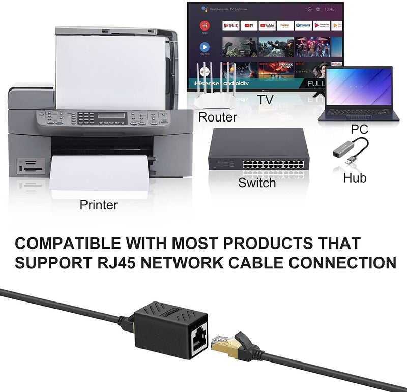 Sado موصل Sadow Shielded 8p8c RJ45، محول تمديد كابل Ethernet ADSL، موصل أنثوي إلى أنثوي، متوافق مع كابل Cat7 Cat6 Cat5e (عبوة من 2) - Image 5