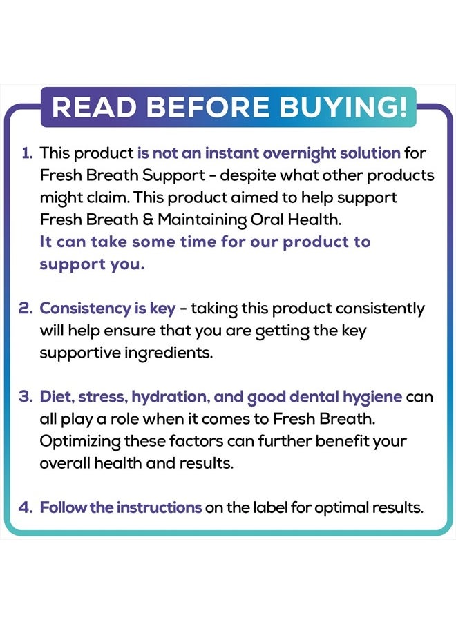 PURE RESEARCH - Oral Probiotics & Tongue Scraper for Bad Breath Support, Oral Health Maintenance, Fresh Breath Aid - 6 Probiotic Strains W/BLIS M18 - Supportive Oral Probiotic - 60 Chewable Tablets - Mint Flavored - Image 1